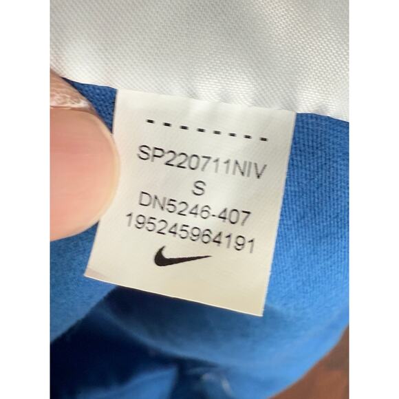 Nike‎ Sportswear NSW AOP Logo Tee Shirt Athleisure Marina Blue Mens Small GUC - Picture 5 of 7
